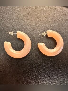 Peach Hoop Resin Earrings - Women Jewelry